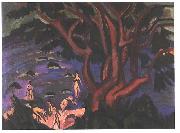 Ernst Ludwig Kirchner red tree on the beach Germany oil painting artist